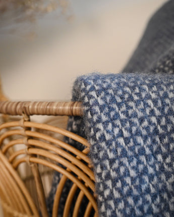 British wool throw in slate blue