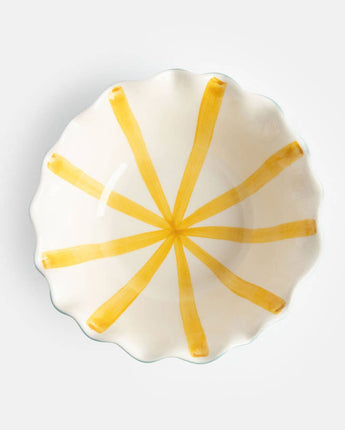 Caroline Gardner - scalloped edge cereal bowl in blue and mustard