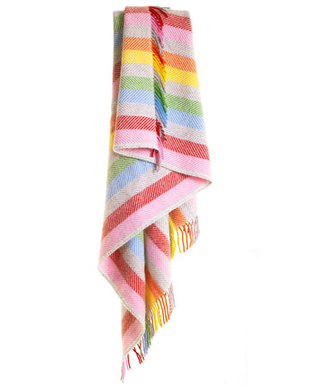 British Wool Throw - Rainbow stripes