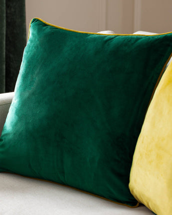 Velvet cushion in Emerald and Moss 45 x 45cm