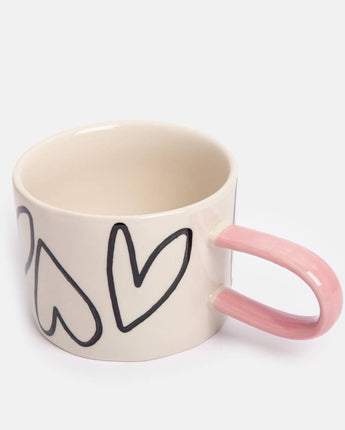 Caroline Gardner - Mono Outline Hearts Ceramic Mug