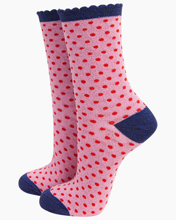 Pink polka dot socks - Womens