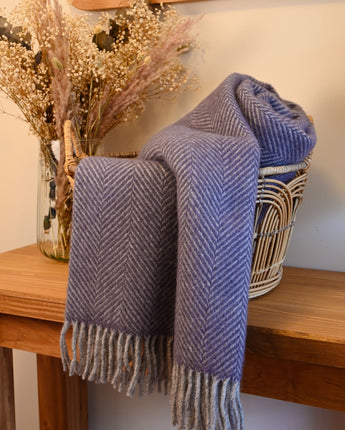 British wool throw in lavender