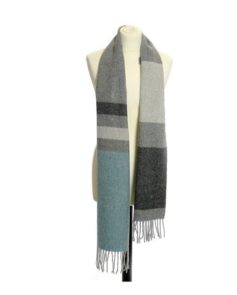 Lambswool Scarf in Herringbone stripe - Turquoise