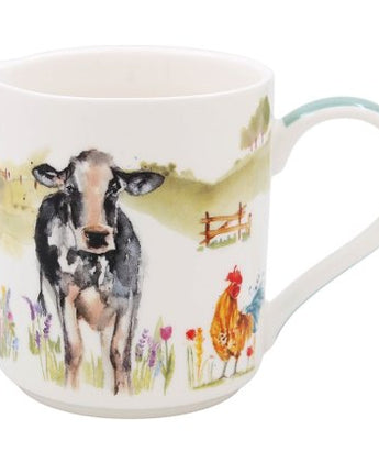 Milk jug with farm scene