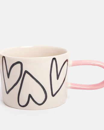 Caroline Gardner - Mono Outline Hearts Ceramic Mug