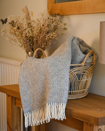 British wool throw in Grey