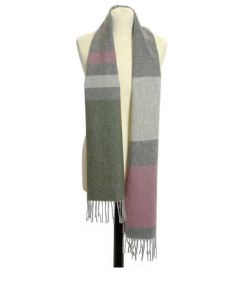 Lambswool Scarf in Herringbone stripe -Pink