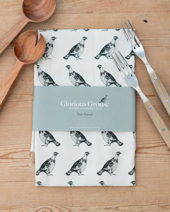 Tea Towel - Grouse design (Monochrome)