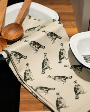 Tea Towel - Grouse design (Sage Green)