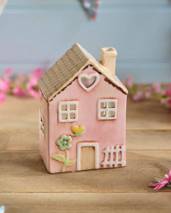 Pink house tea light holder