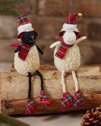 Sheep with tartan hats and scarves