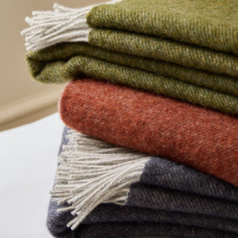 British wool throw in orion blue