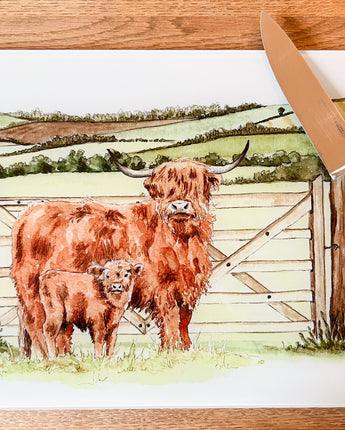 Highland Cow and Calf Worktop Saver