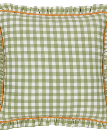 Sage Gingham Piped Cushion 45 x 45cm