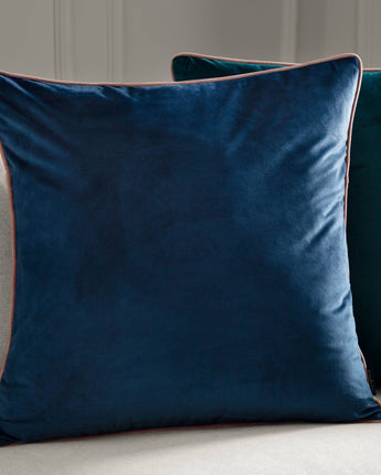 Velvet Cushion in Petrol and Blush 45 x 45cm