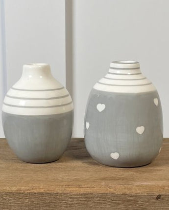 Two Grey and White Vases