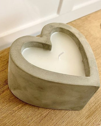 Concrete effect heart candle