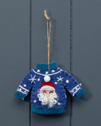 Christmas Jumper with Father Christmas - hanging decoration
