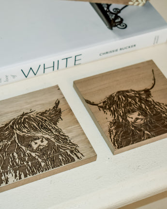 Highland cow coasters