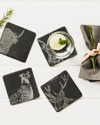 Country Animal Coasters - Slate