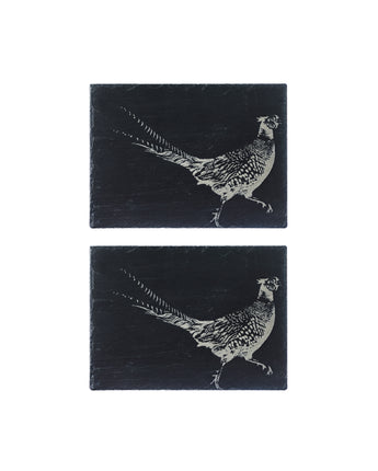 Two slate placemats - Pheasant design