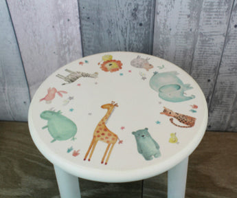 Wooden Stool in Safari animal design