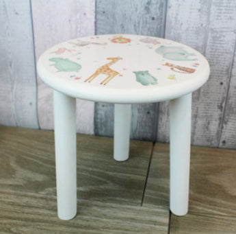 Wooden Stool in Safari animal design