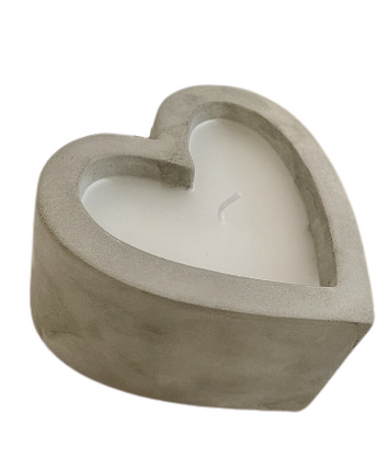 Concrete effect heart candle