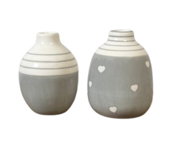 Two Grey and White Vases