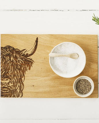 Highland Cow Oak Serving Board
