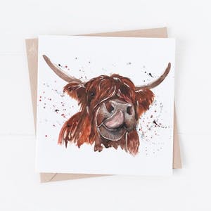 Highland Cow Lick Greeting Card