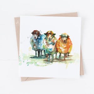 Multicoloured Sheep Greeting Card